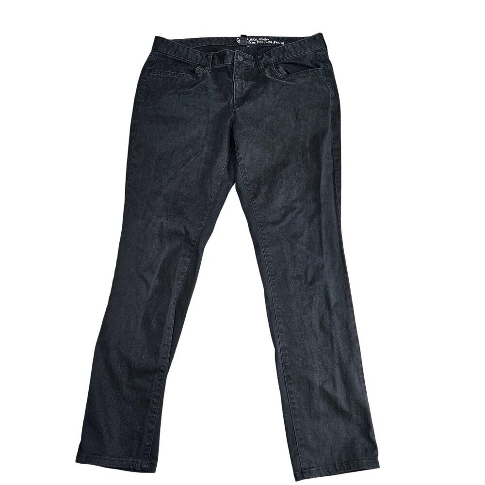 Gap Always Skinny Jeans Womens 12R Black Dark Wash Mid Rise Slim Stretch Denim